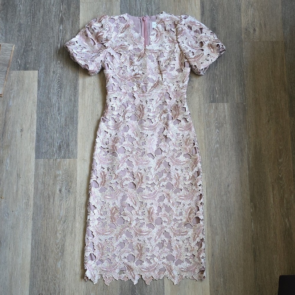 Adelyn Rae Elegant Midi Dress with Puff Sleeves